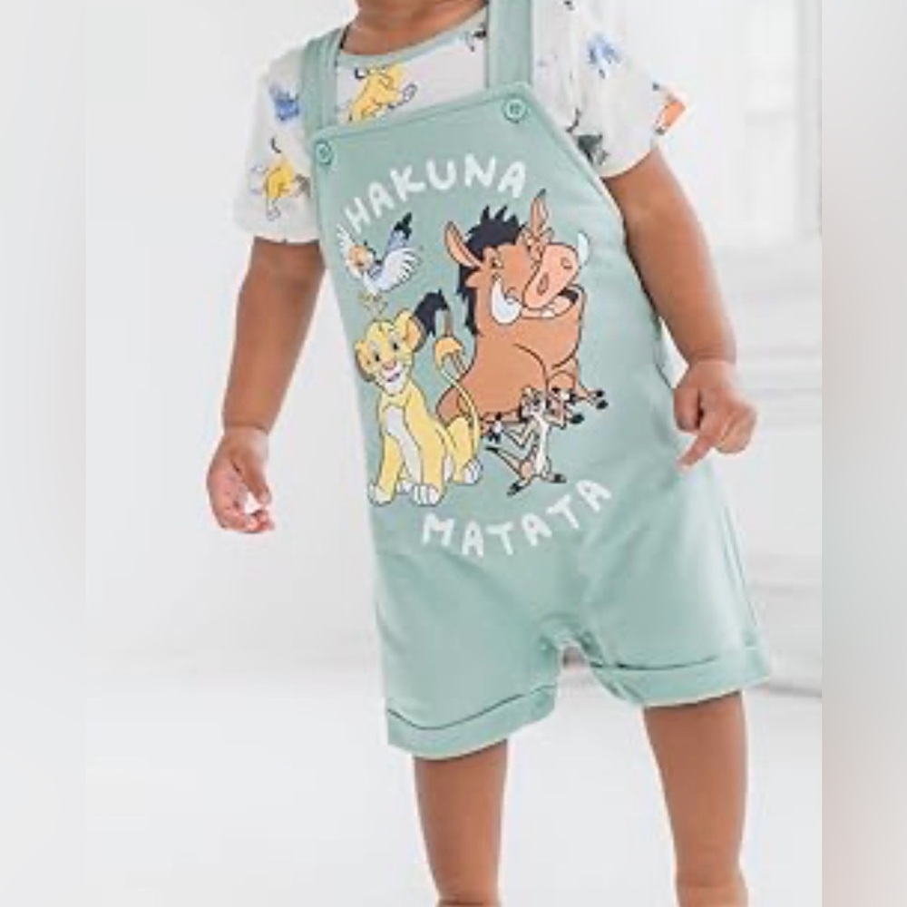 Disney Baby Lion King Green Hakuna Matata Overalls and shirt set